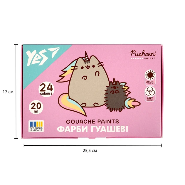 Краски гуашевые Yes "Pusheen" 24 цв., 20 мл, 230404 1
