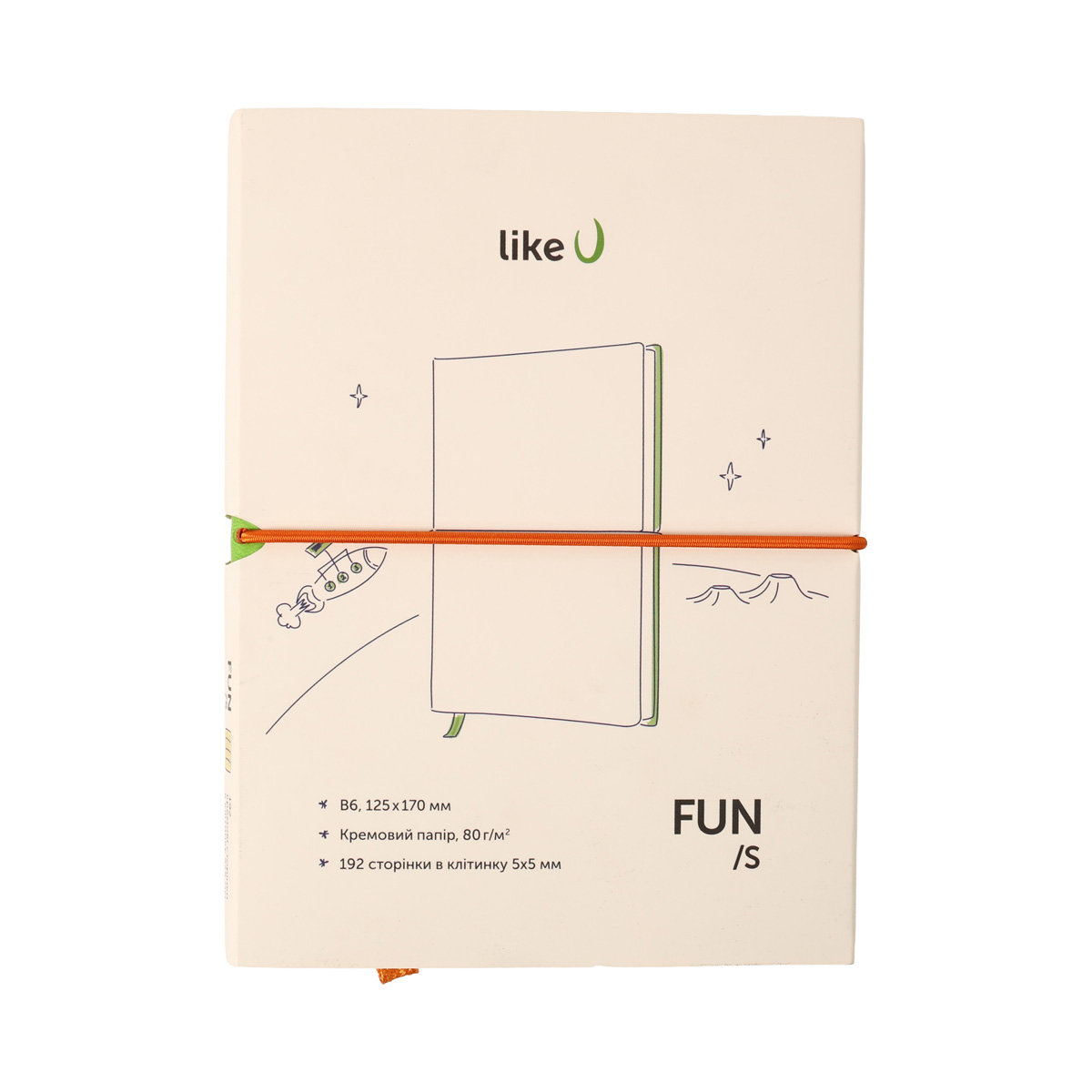 Записник В6 Fun у клітинку  Обкладинка салатова/помаранчева кремовий блок, 5122LFRIR2 2