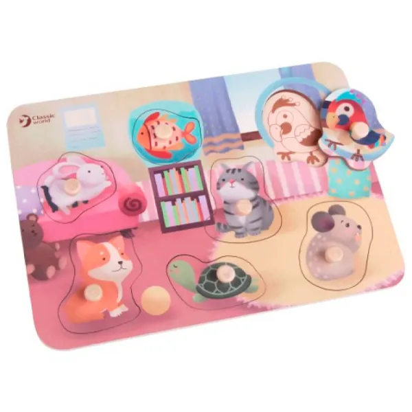 Игрушка деревянная Classic World "Вкладыш домашние животные", 54310