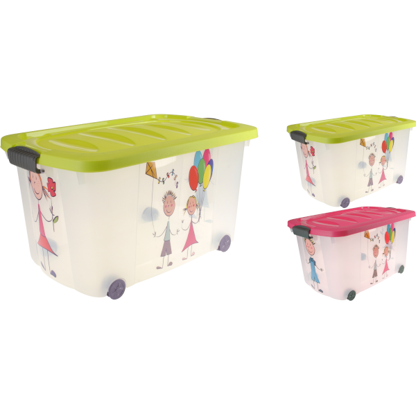 Коробка с крышкой для хранения вещей на колесах 60*40*30 см, Y54007410