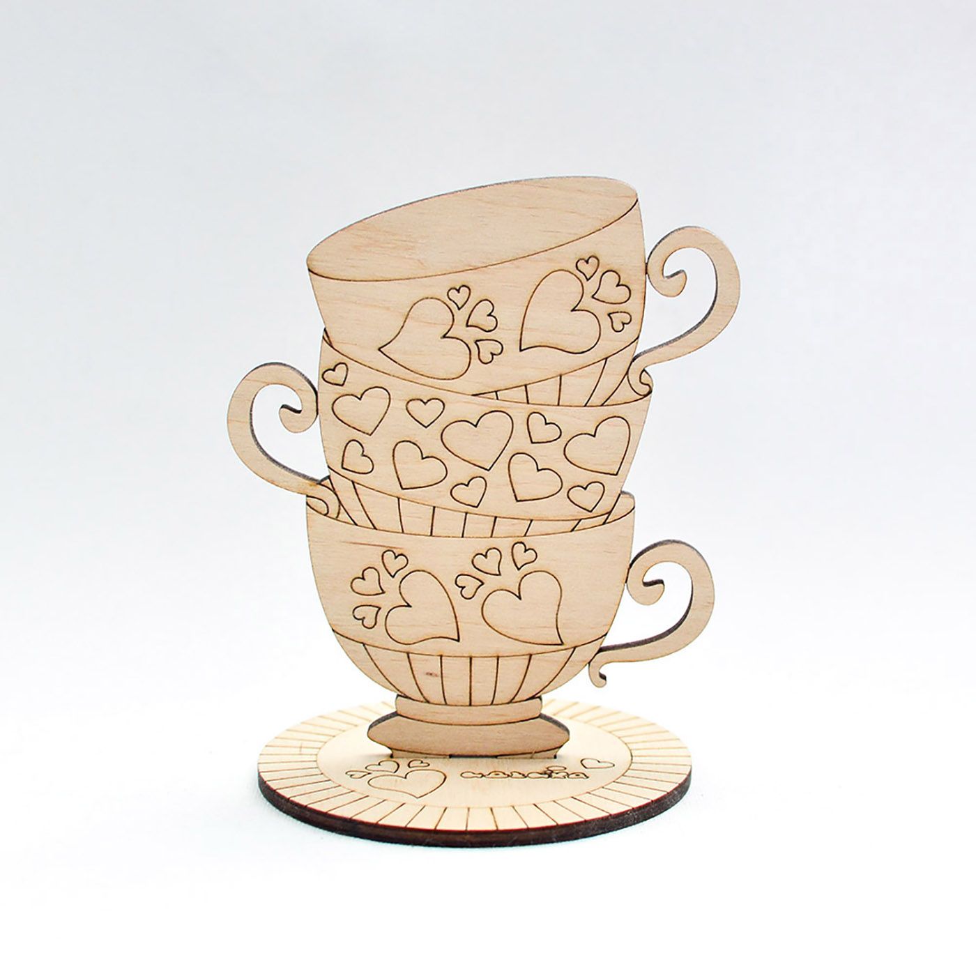 Заготовка для росписи Tea Time "Чашка с сердцами", 3-092