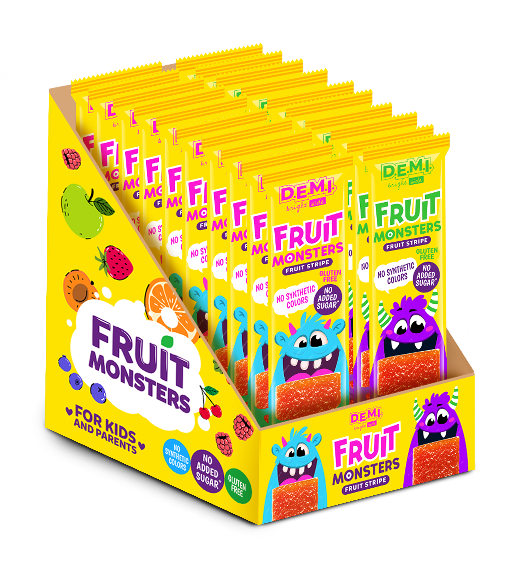 Пастила фруктова "Fruit Monsters" із соком полуниці, 15 г, ТМ "D.E.M.I"