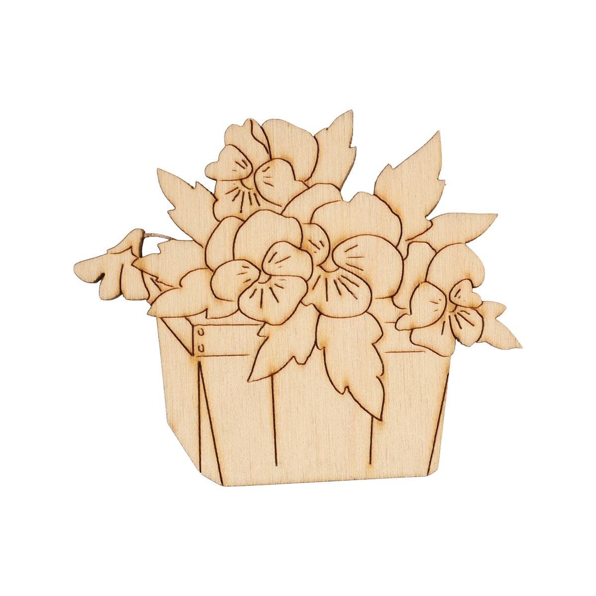 Заготівка з фанери Розмальовка "Квіти в лукошку" 6,2*7,5 см, 100029 ArtBober