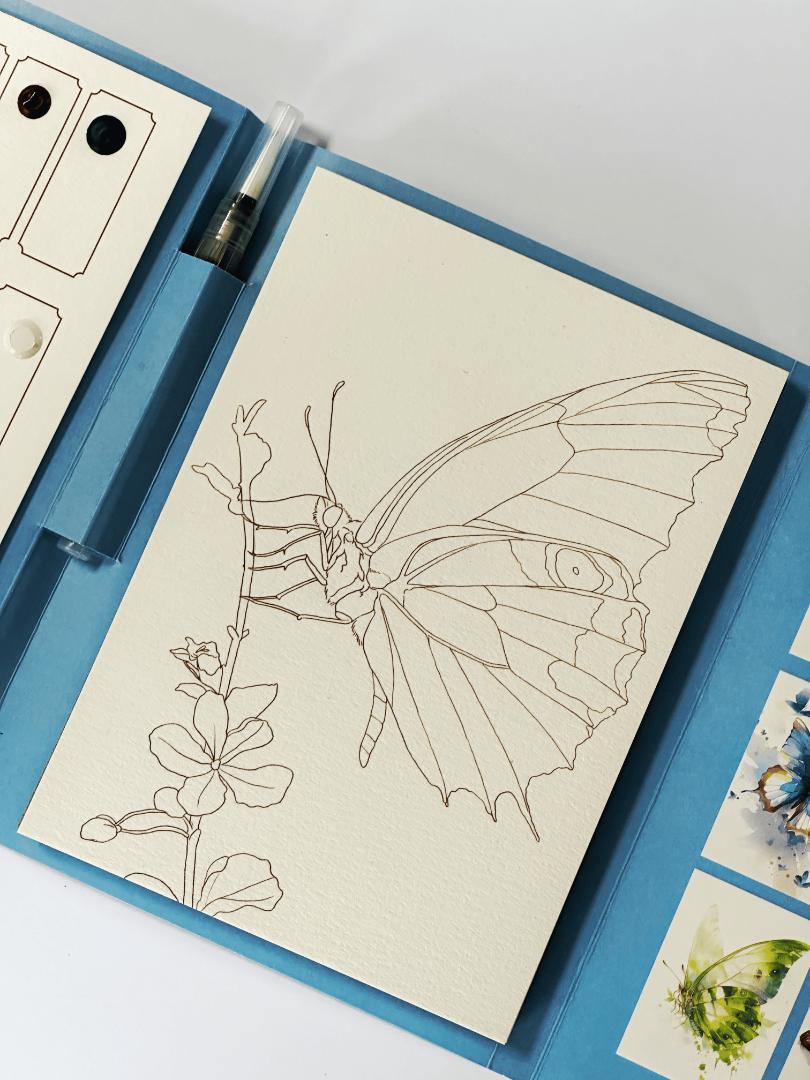 Акварельний скетчбук, з ручкою та твердими фарбами "Метелики", SKETCH3 4