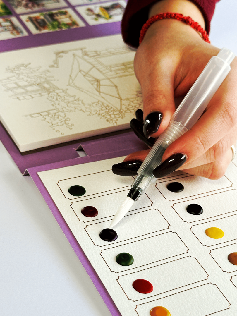 Акварельний скетчбук, з ручкою та твердими фарбами "Місто", SKETCH5 3