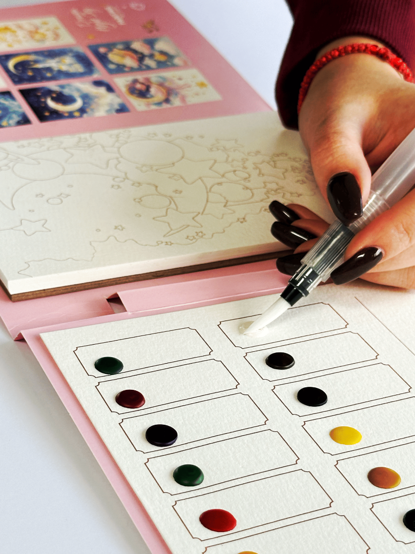 Акварельний скетчбук, з ручкою та твердими фарбами "Мрії", SKETCH4 3