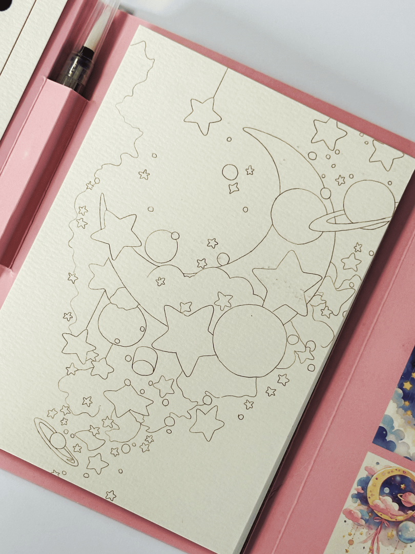 Акварельний скетчбук, з ручкою та твердими фарбами "Мрії", SKETCH4 4