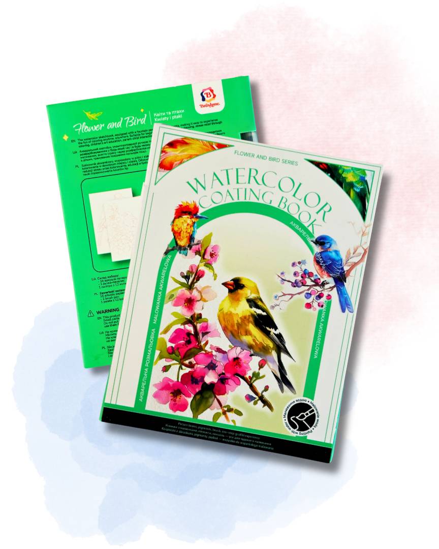 Акварельний скетчбук, з ручкою та твердими фарбами "Птахи", SKETCH1