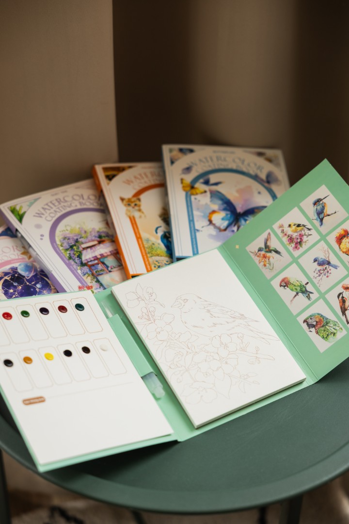 Акварельний скетчбук, з ручкою та твердими фарбами "Птахи", SKETCH1 6