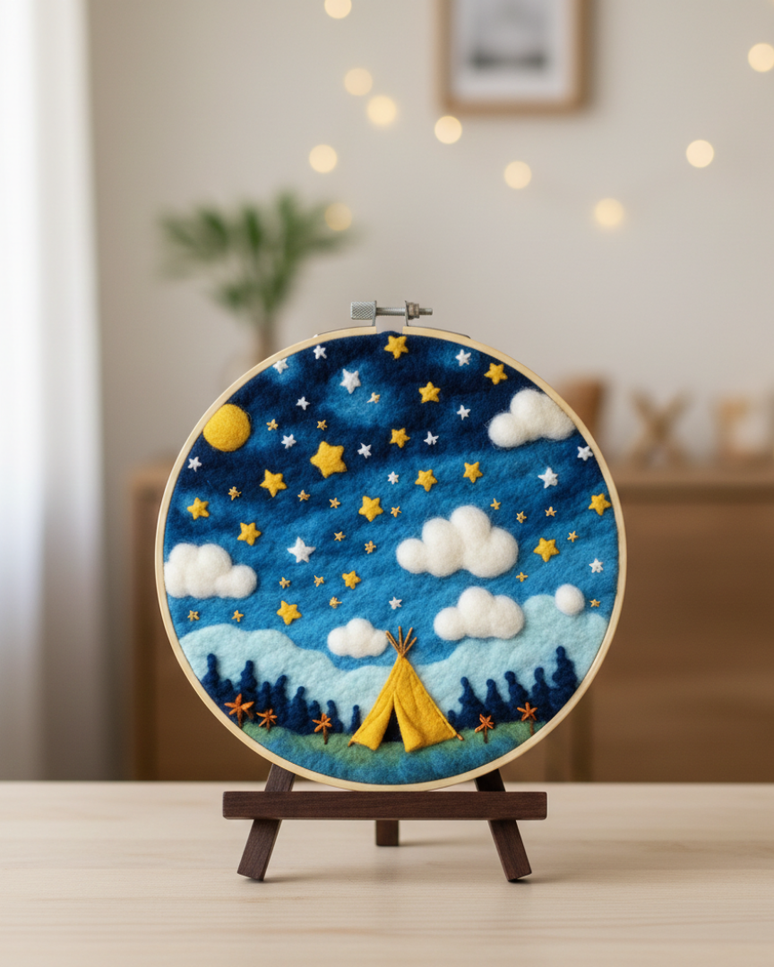 Набор для валяния картины из шерсти "Звездная ночь", EFL004 1