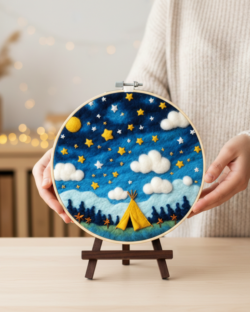 Набор для валяния картины из шерсти "Звездная ночь", EFL004 2