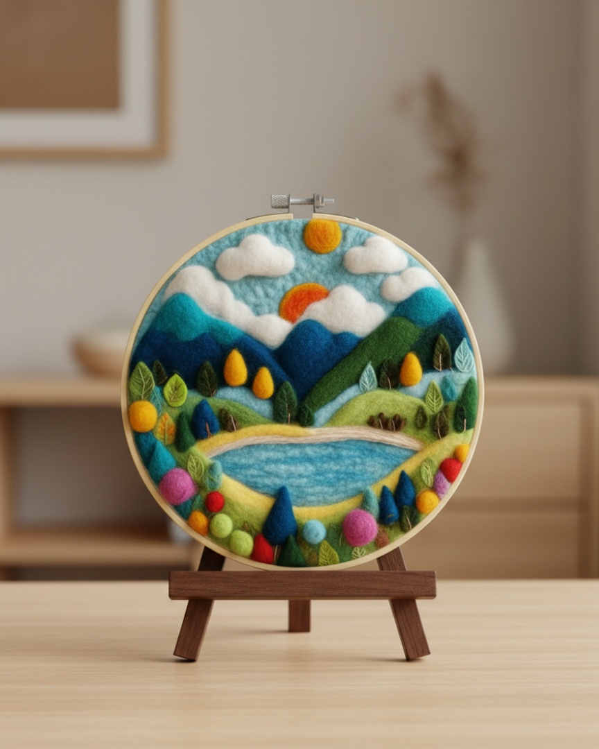 Набор для валяния картины из шерсти "Сказка горного края", EFL003 1