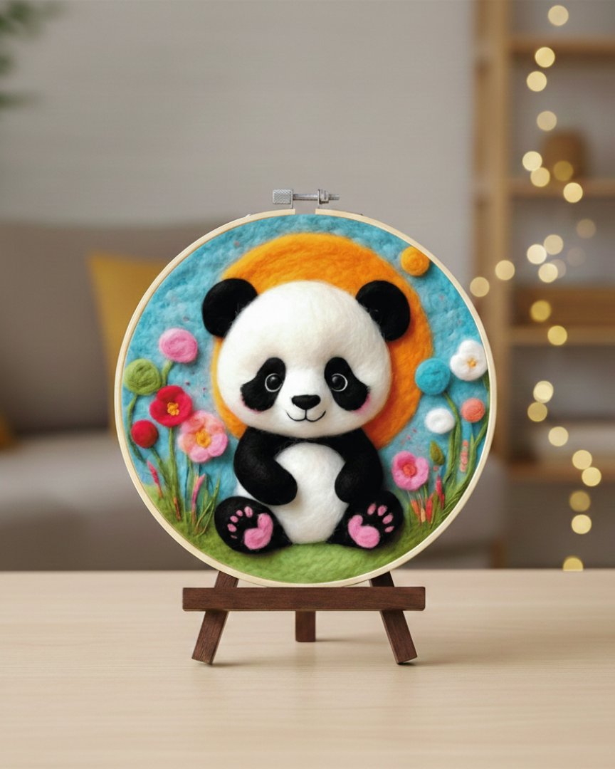 Набор для валяния картины из шерсти "Обними панды", EFL007 1