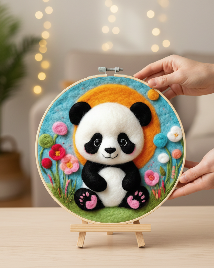 Набор для валяния картины из шерсти "Обними панды", EFL007 2