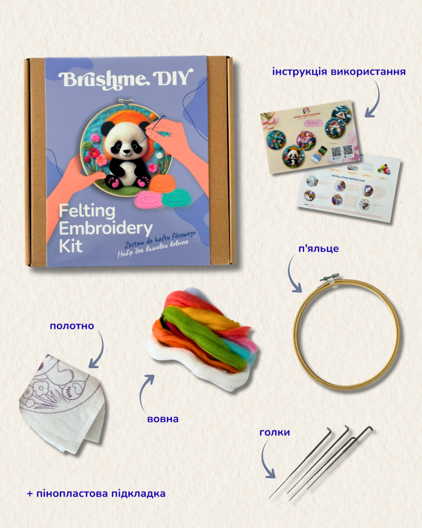 Набор для валяния картины из шерсти "Обними панды", EFL007 3