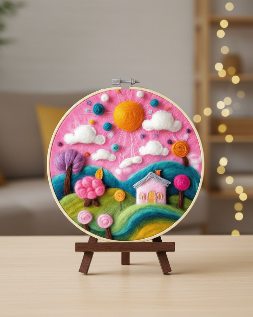 Набор для валяния картины из шерсти "Мир розовых грез", EFL006 1