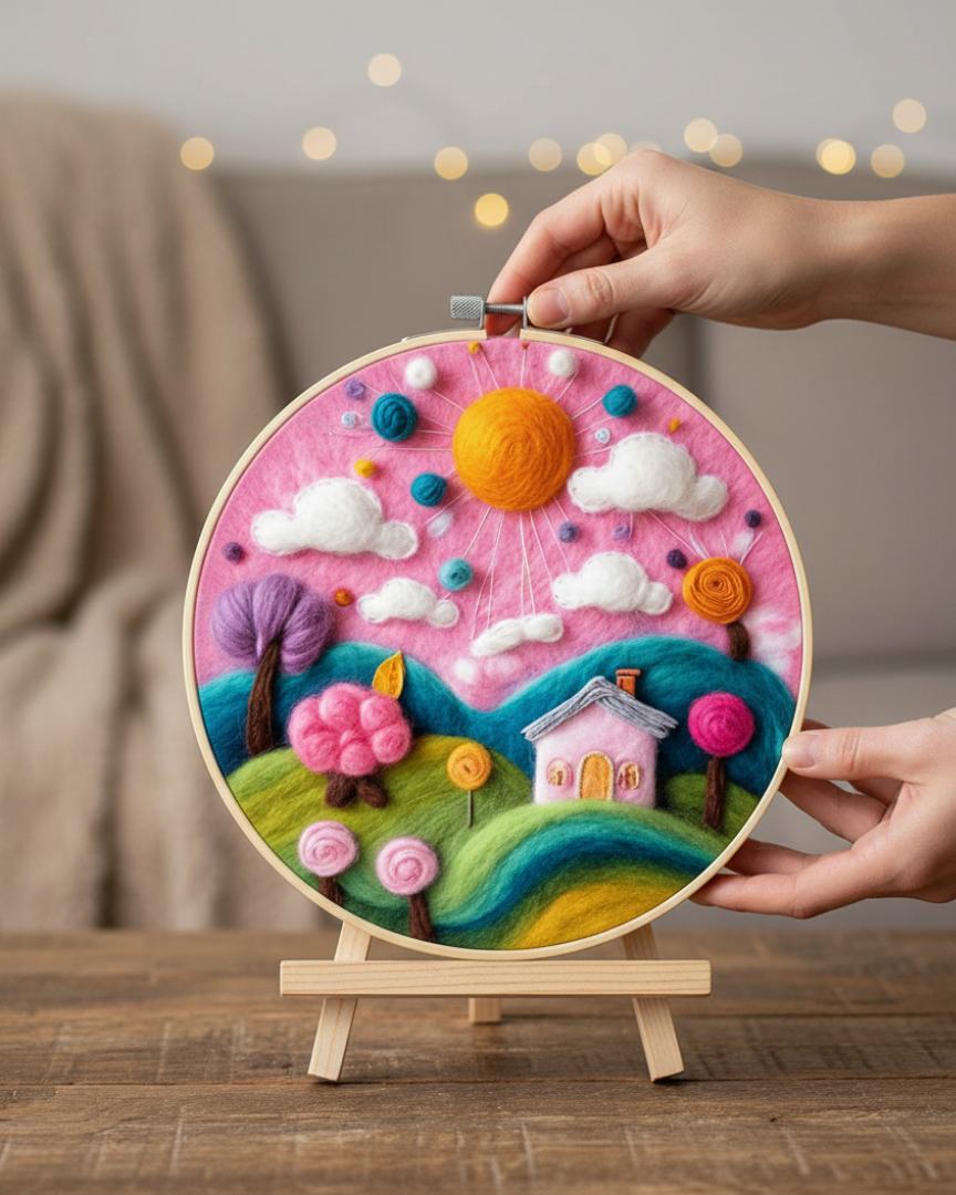 Набор для валяния картины из шерсти "Мир розовых грез", EFL006 2