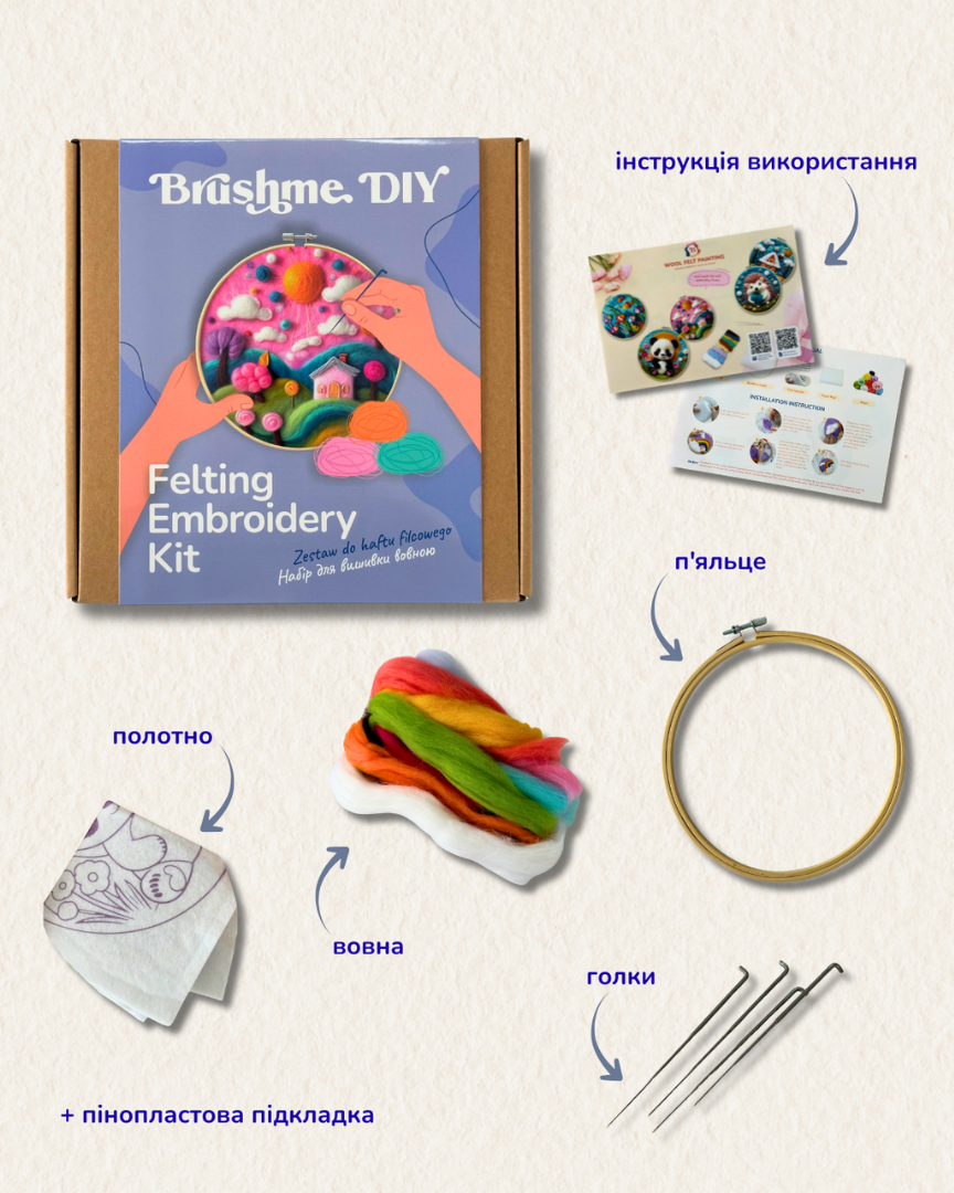 Набор для валяния картины из шерсти "Мир розовых грез", EFL006 3