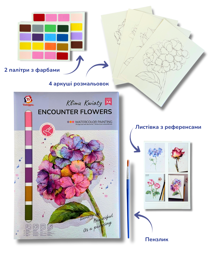 Розмальовка на водній основі  "Квіти" А4, WCOLOR2 1