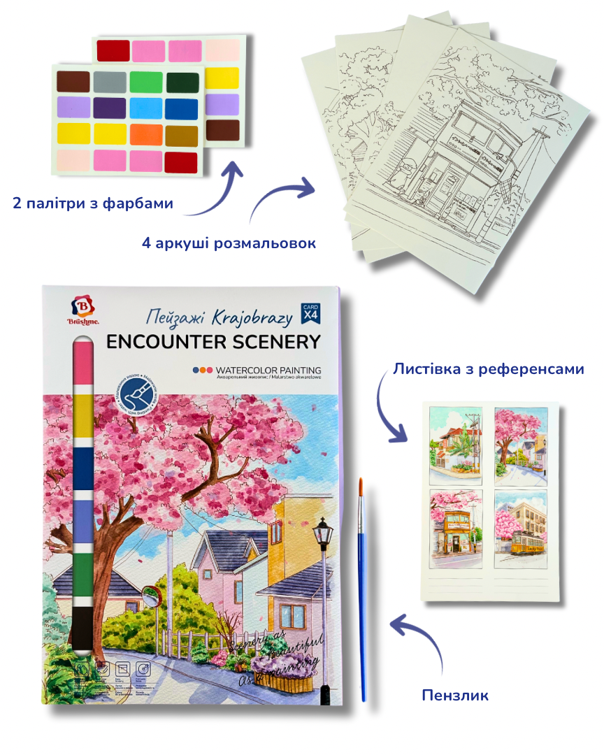 Розмальовка на водній основі  "Пейзажі" А4, WCOLOR4 1