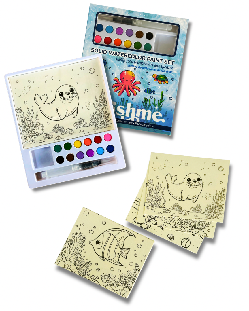 Раскраски с сухими красками для детей "Подводный мир", PAINTS4 1
