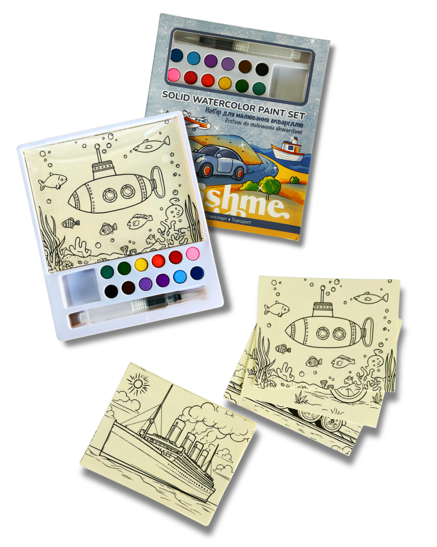 Розмальовки з сухими фарбами для дітей "Транспорт", PAINTS1 1