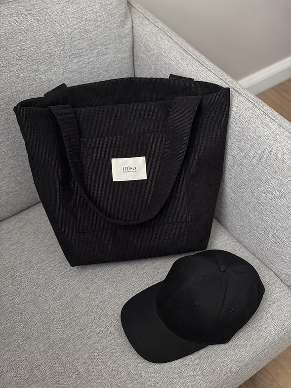 Шопер вельвет з карманом чорний, SPR001-14 1