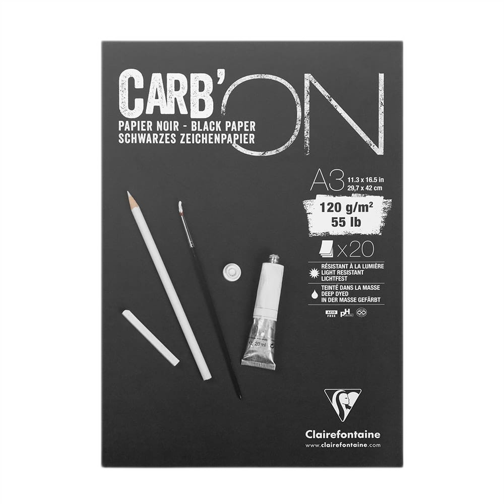 Склейка д/пастелі А3 Carb’On, 20 арк. (120 г/м2), чорний папір, 975040C Clairefontaine