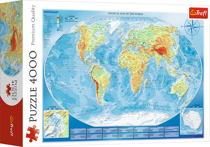 Пазл "4000" - Большая физическая карта мира, Trefl, 45007
