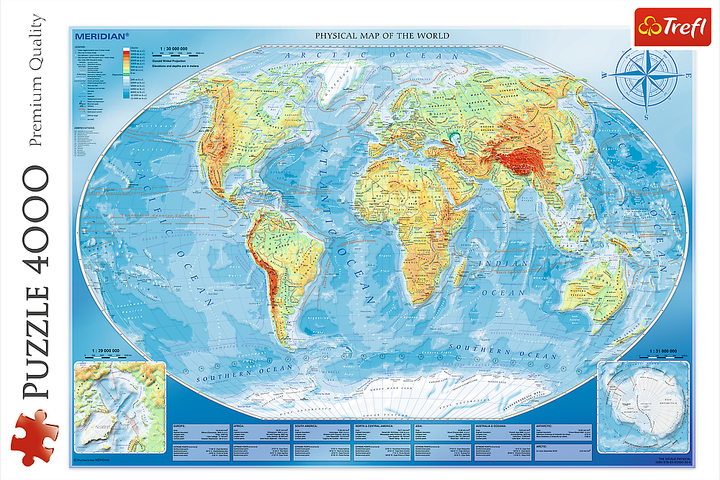 Пазл "4000" - Большая физическая карта мира, Trefl, 45007 1