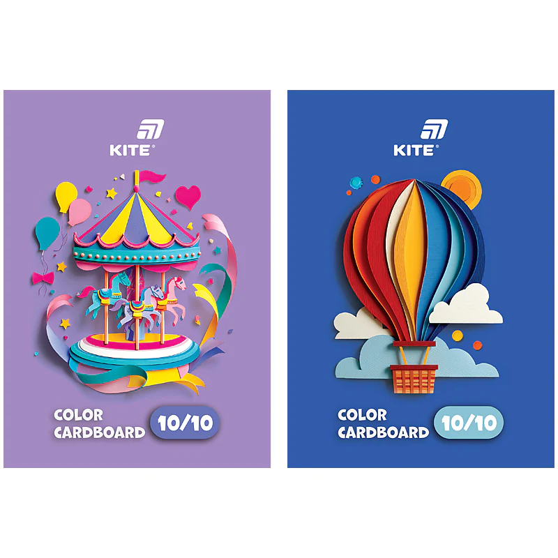 Картон цветной односторонний А5, 10 л*10 цв, слайдер, Kite, K26-1257