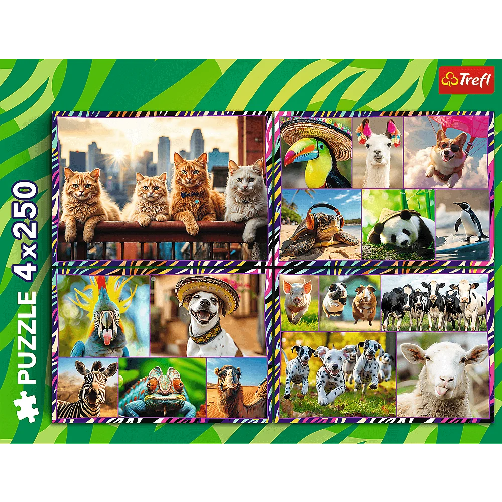 Пазли "4x250" - Веселі тварини, Trefl, 13313 1