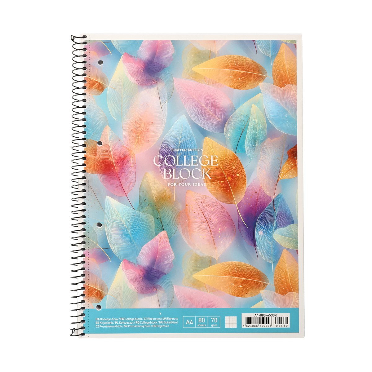 Коледж-блок А4+ 80 арк. кл., білий блок, 70г/м2, картон, ВД-лак (0558)