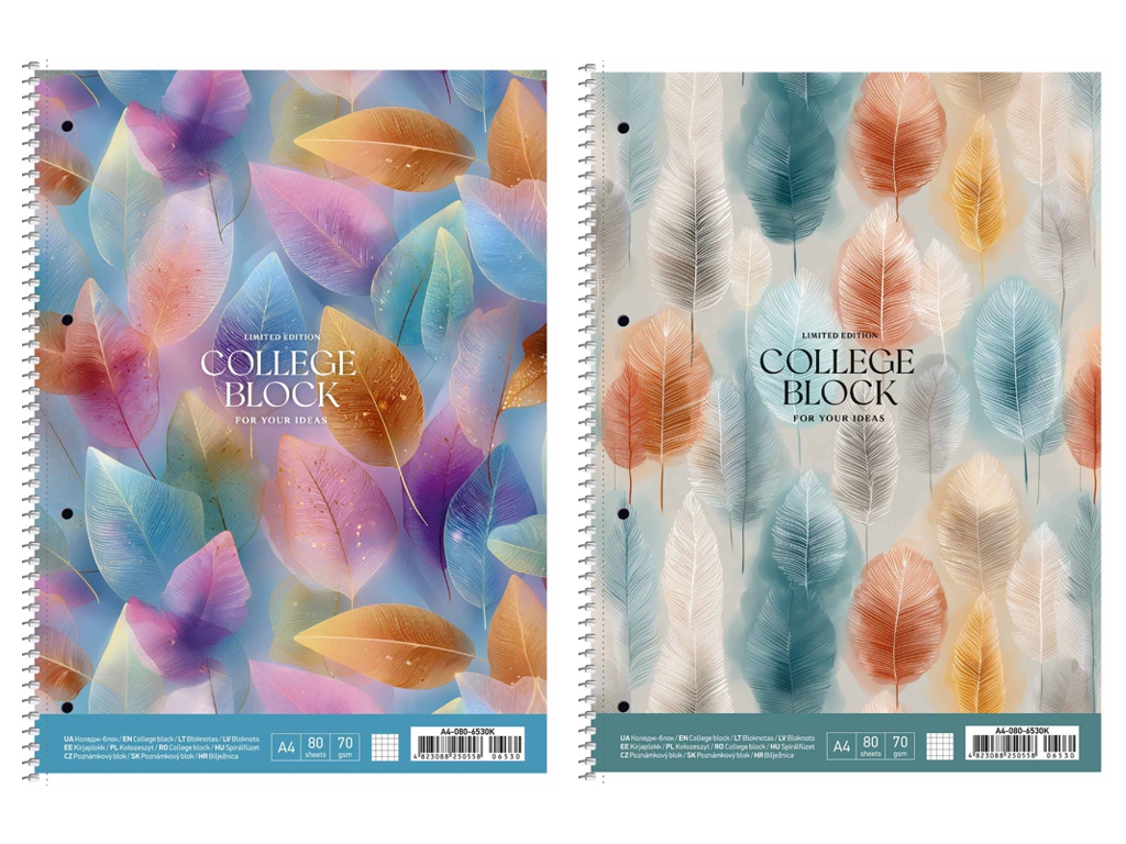 Коледж-блок А4+ 80 арк. кл., білий блок, 70г/м2, картон, ВД-лак (0558) 3