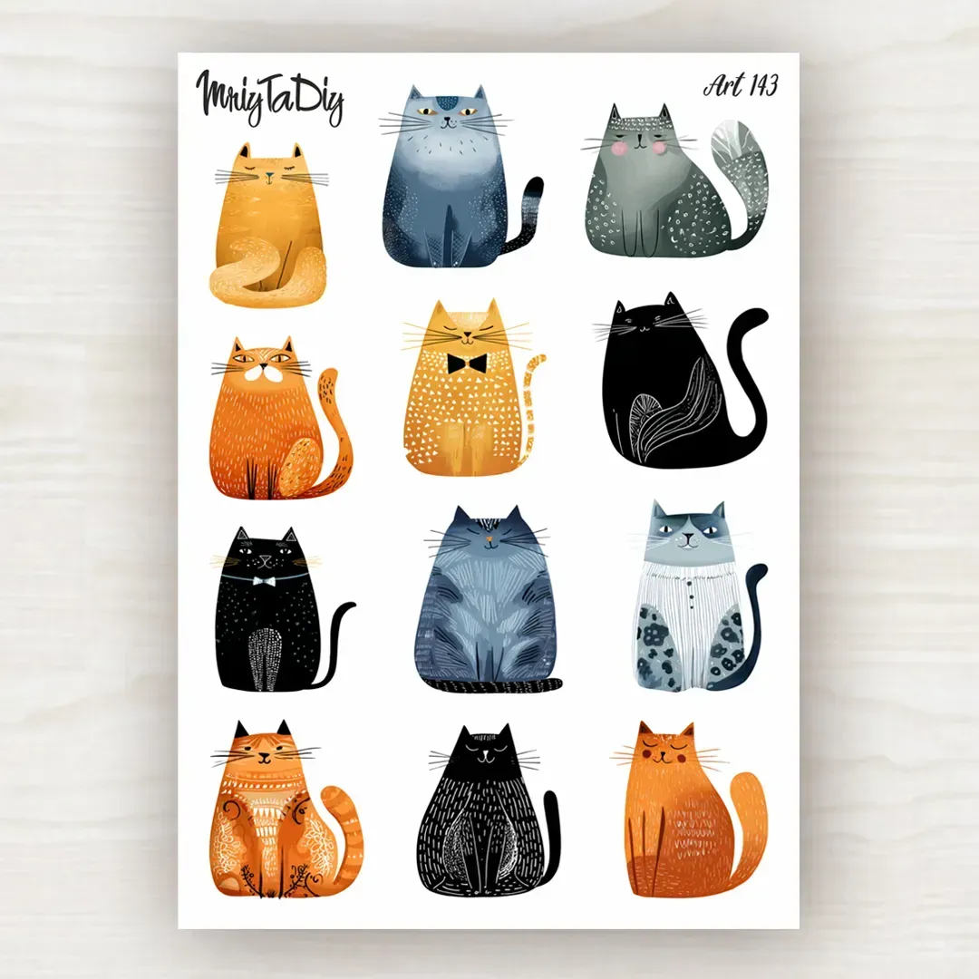 Стікер лист з наклейками MriyTaDiy, "Веселі котики -2", Art-143