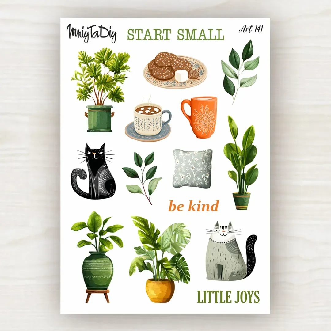 Стікер лист з наклейками MriyTaDiy, "Теплі дрібнички", Art-141