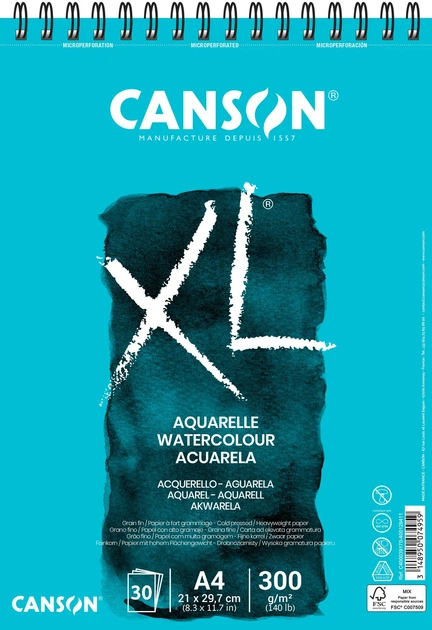 Альбом для акварелі А4 30 арк. 300 г, на спіралі XL, C400039170 Canson