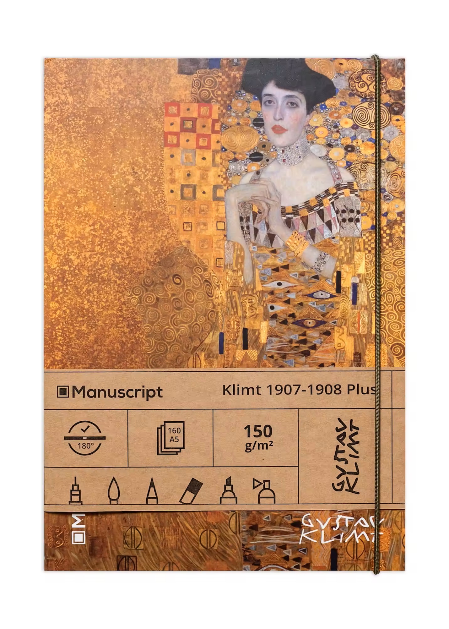 Скетчбук А5 Klimt 1907-1908 Plus, 150 г/м², 160 арк. на гумці, кремовий, Manuscript 2