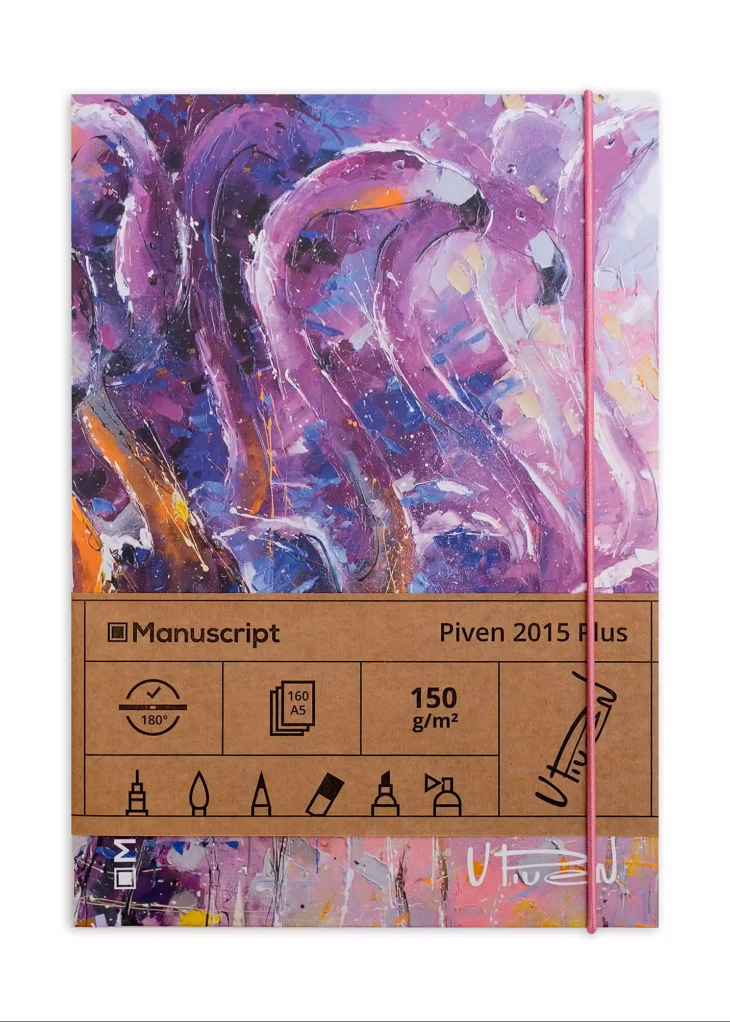 Скетчбук А5 Piven 2015 Plus, 150 г/м², 160 арк. на гумці, кремовий, Manuscript 2