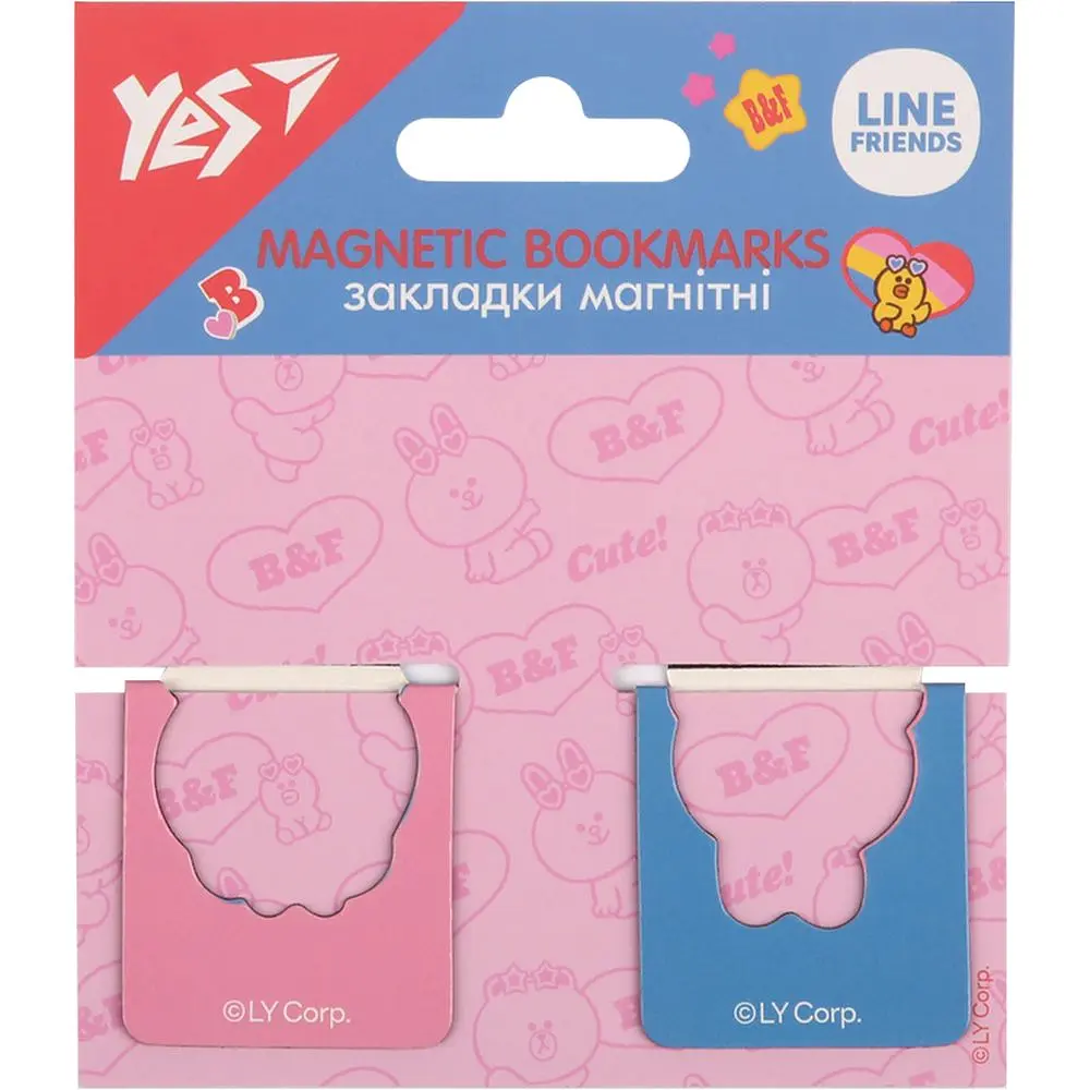 Закладки магнітні YES "Line Friends" висікання, 2 шт., 708399 1