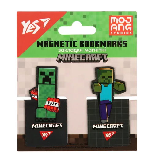 Закладки магнітні YES "Minecraft" висікання, 2 шт., 708397