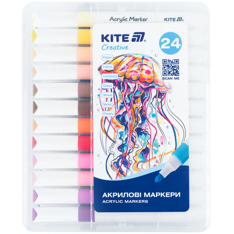 Маркери акрилові Jumbo, 24шт Kite Creative, K-1291