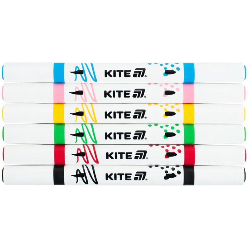Маркери акрилові двосторонні, 6шт Kite Creative, K-1293 1