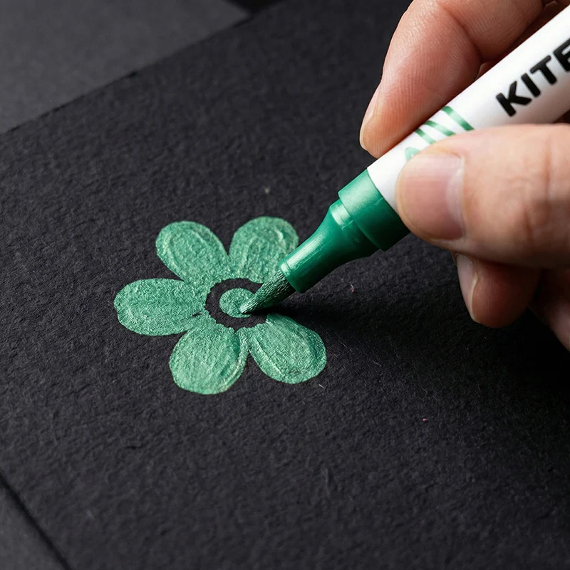 Маркери акрилові двосторонні, 6шт металік Kite Creative, K-1294 3