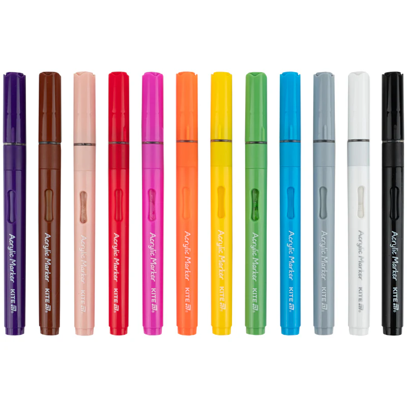 Маркери акрилові з рідкими чорнилами, 12шт Kite Creative, K-1161 6