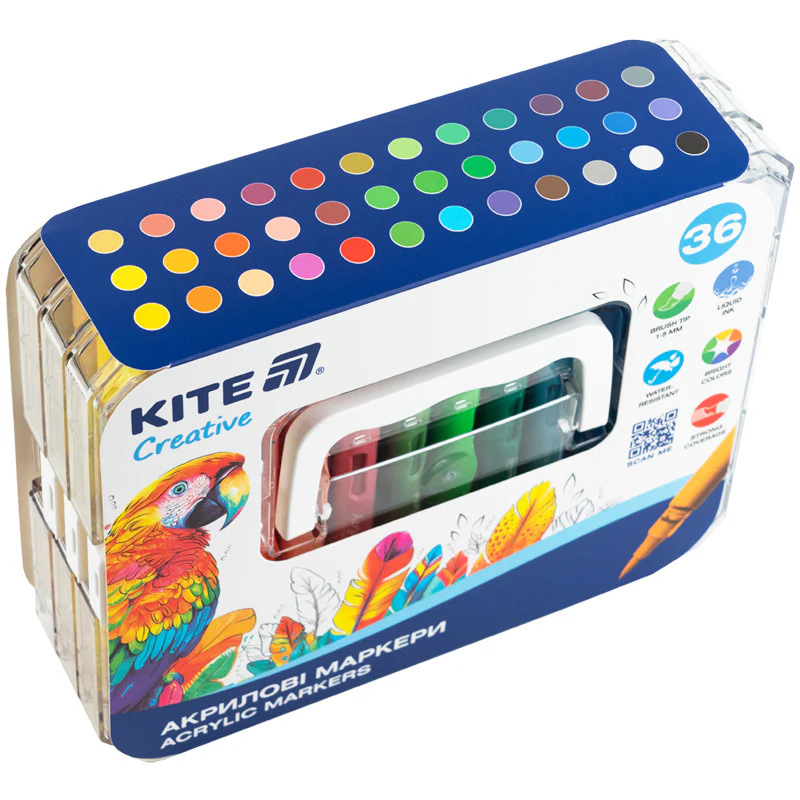 Маркери акрилові з рідкими чорнилами, 36шт Kite Creative, K-1163 1