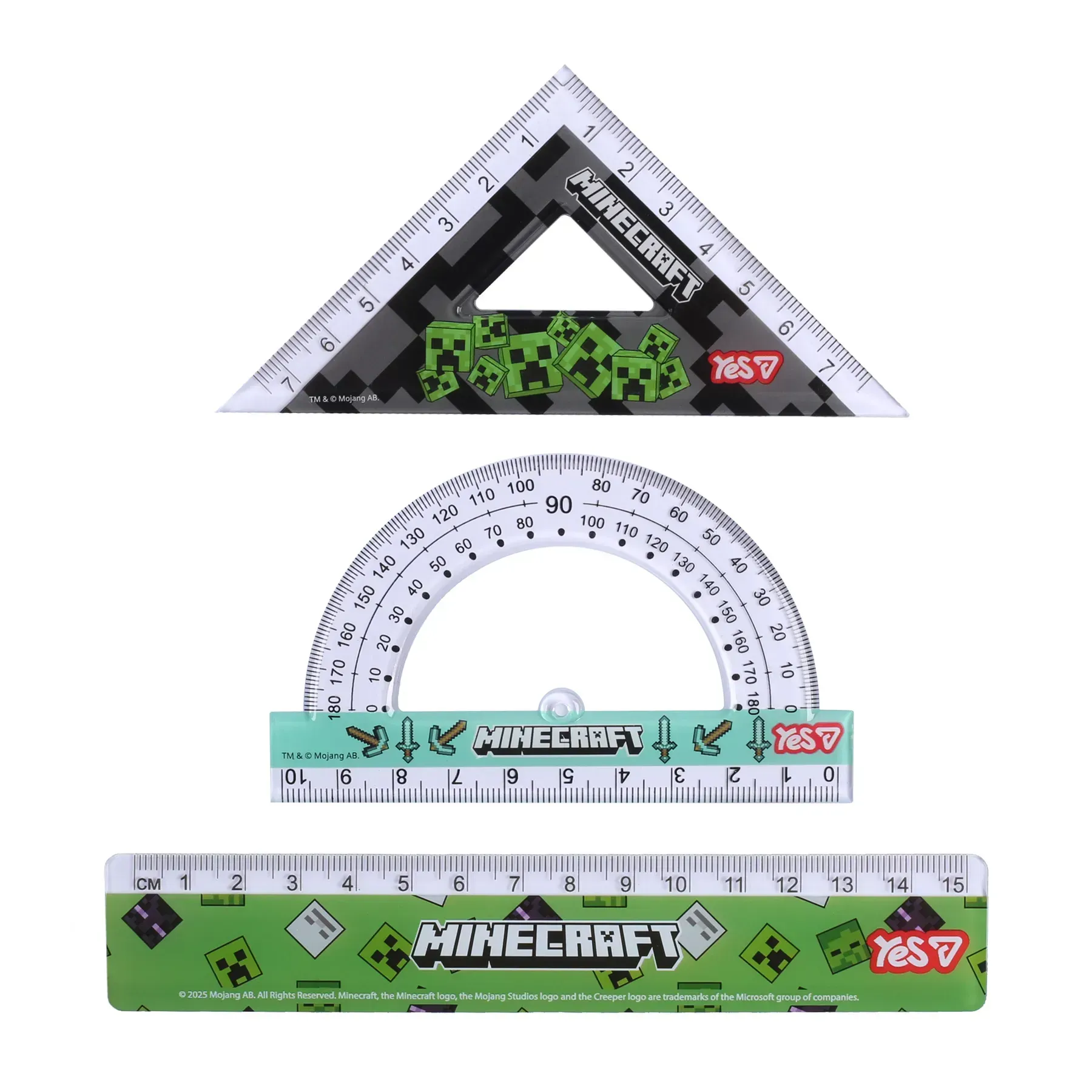 Набір лінійок Yes (3 предмети) "Minecraft", лінійка 15 см, 370695 1