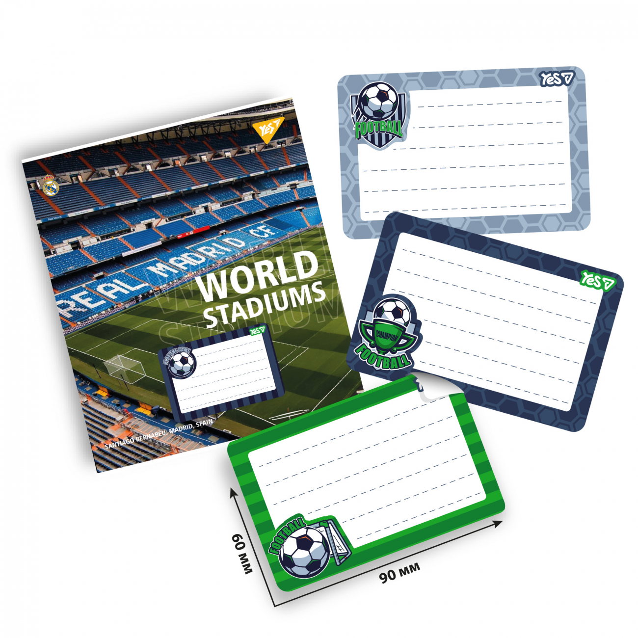 Наклейки на тетради Yes "Football" 8 шт/уп, 955541 1
