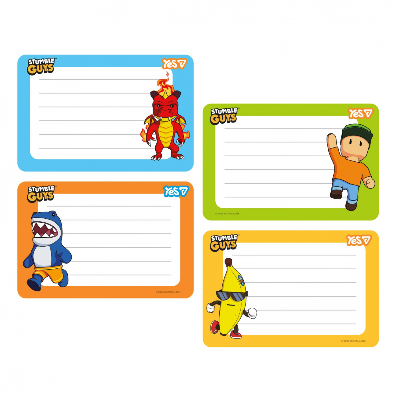 Наклейки на тетради Yes "Stumble Guys" 8 шт/уп, 955540