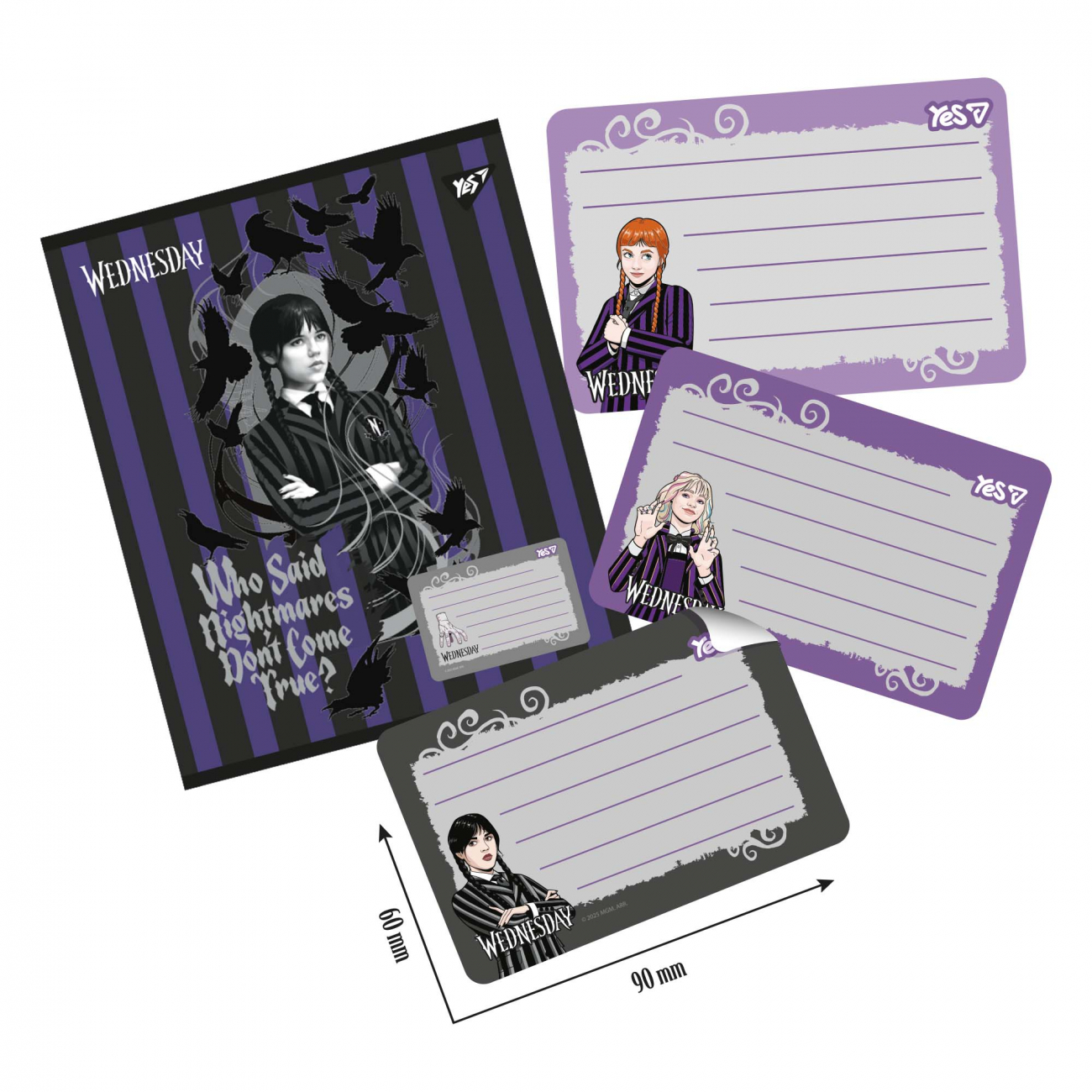 Наклейки на тетради Yes "Wednesday" 8 шт/уп, 955530 1